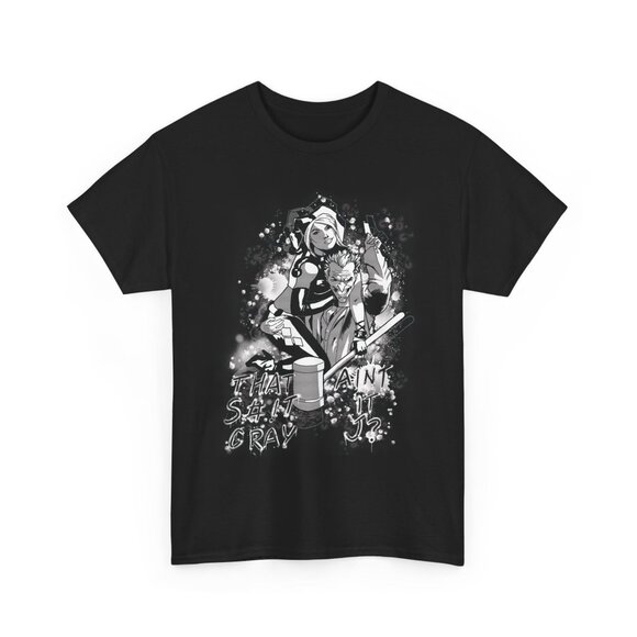Unisex Retro Cartoon Joker Harley Quinn DC Comics Halloween Goth Black T Shirt - Picture 9 of 12